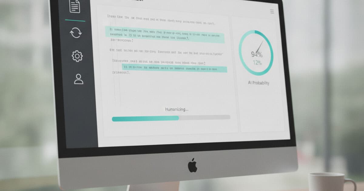 AISEO humanizer interface showing AI text rewriting with detection score results