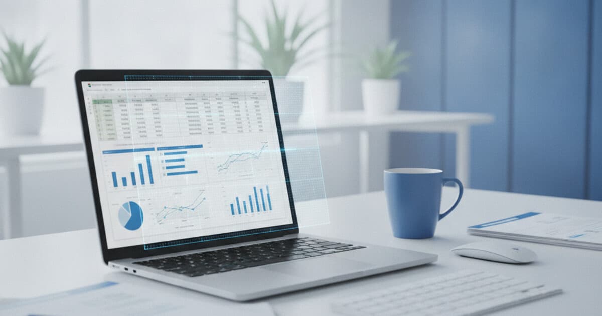 Laptop displaying Microsoft Excel spreadsheet with AI detection analysis overlay