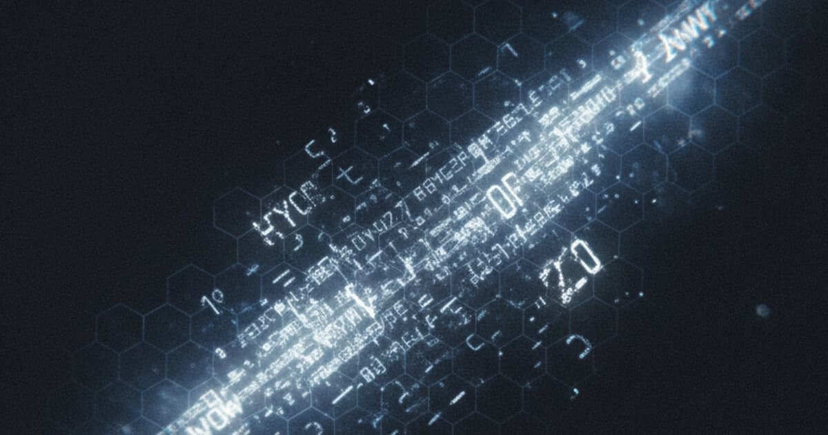 Digital text with watermark pattern dissolving, technical illustration